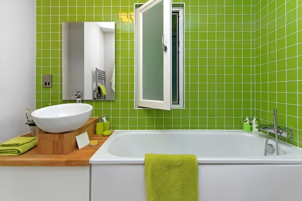 Groene badkamer — Stockfoto