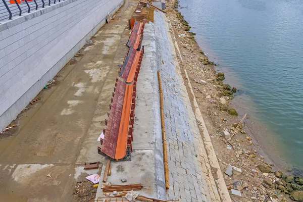 River Banks Waterfront Construction Site Controle Inundações — Fotografia de Stock