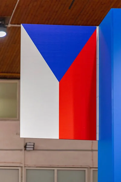 Bandeira República Checa Posição Vertical Interior — Fotografia de Stock