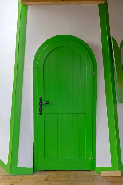 Green Arch Door Fairytale House Entrée Cotage — Photo