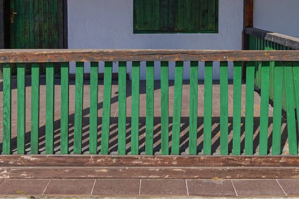 Green Wooden Planks Fence Old House — стокове фото