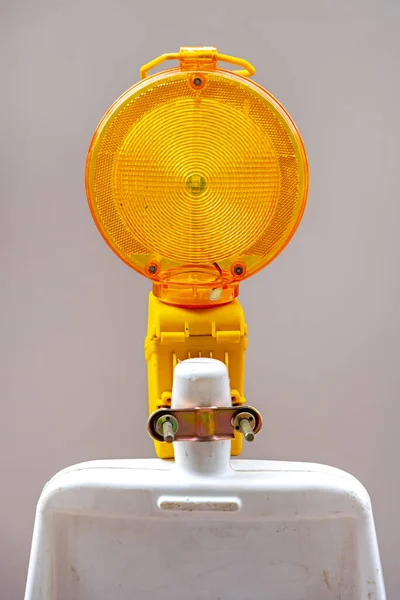 Amber Flashing Light Top Construction Site Barrier — Stock Photo, Image