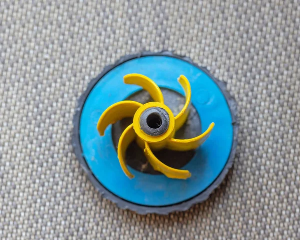 Plastic Fuel Cap Yellow Rubber Top View — Stock Photo, Image