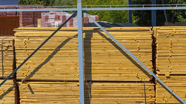 Bâtiment Entrepôt Matériaux Construction Bois Planches — Photo