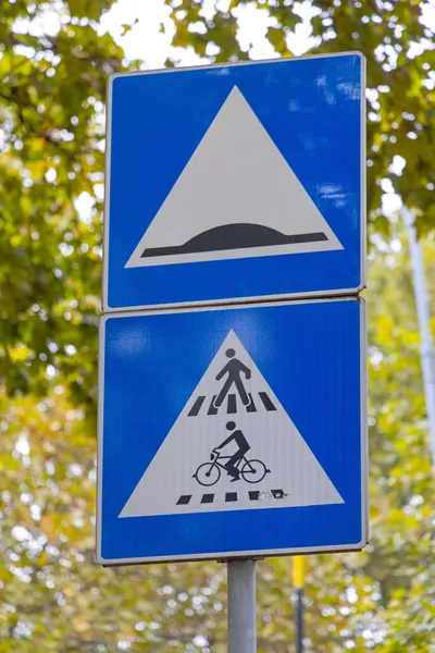 Road Crossing Pedestrians Bicycles Speed Bump — Stock Photo, Image