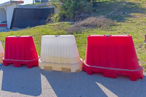 Water Filled Barriers Road Construction Site Safety — Stock Photo, Image
