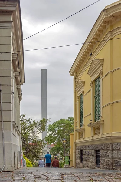 Belgrado Servië Augustus 2021 Obelisk Oriëntatiepunt Niet Gebonden Verkeer Pillar — Stockfoto