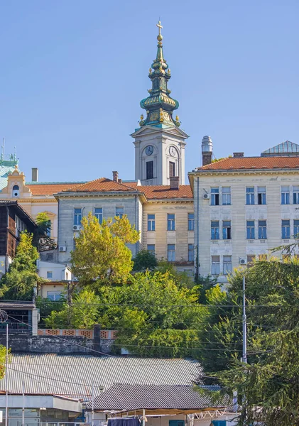 Kerktoren Oud Belgrado Herfstdag — Stockfoto