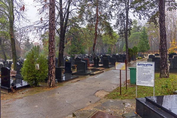 Belgrado Servië December 2021 Vreedzame Begraafplaats Topcider Kosutnjak Bos Regenachtige — Stockfoto