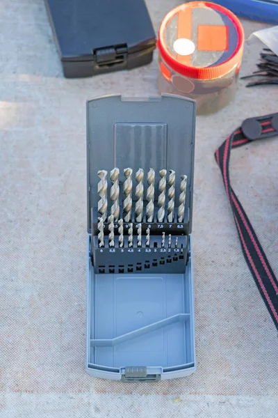 Set Metric Drill Bits Open Box Tools — 图库照片