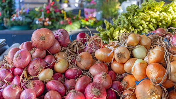 Purple Yellow Onion Ринку Фермерів — стокове фото