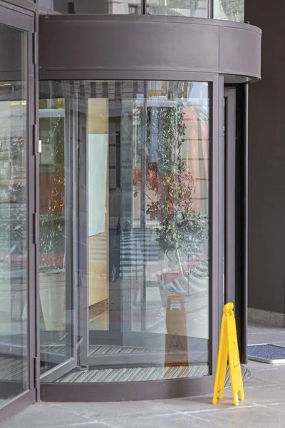 Automated Revolving Doors Modern Building Entrance Side View — Fotografia de Stock