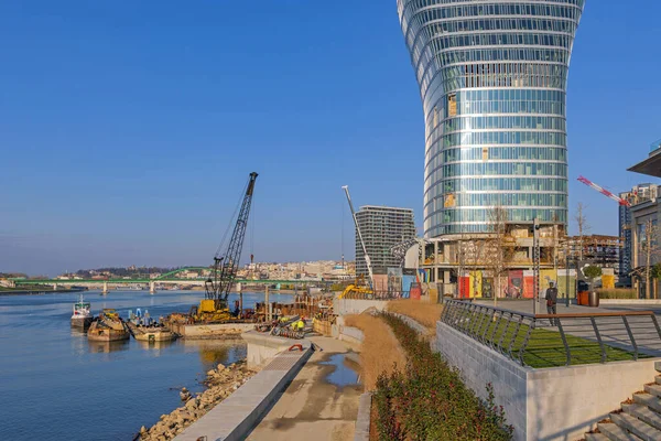 Belgrade Serbia November 2021 New Skyscraper Kula Belgrade Waterfront Construction — 图库照片