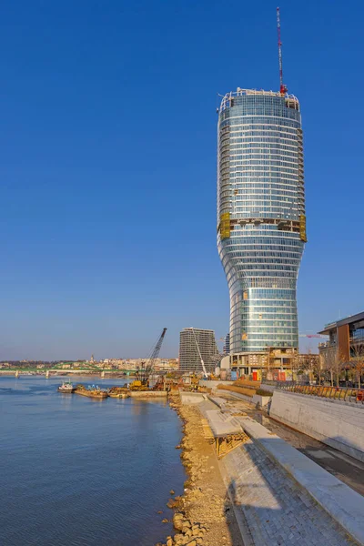 Belgrade Serbia November 2021 New Skyscraper Kula Belgrade Waterfront Construction — Stockfoto