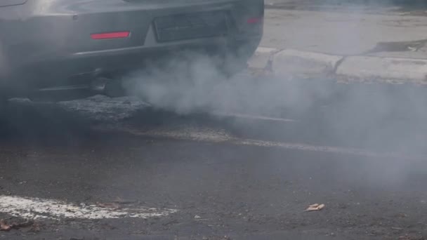 Gebroken Auto Motor Geen Katalytische Omvormer Uitlaat Luchtverontreiniging — Stockvideo