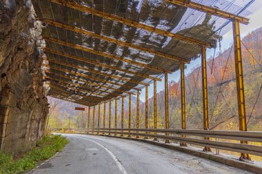 Protection Against Falling Rocks Over Road in a Mountains