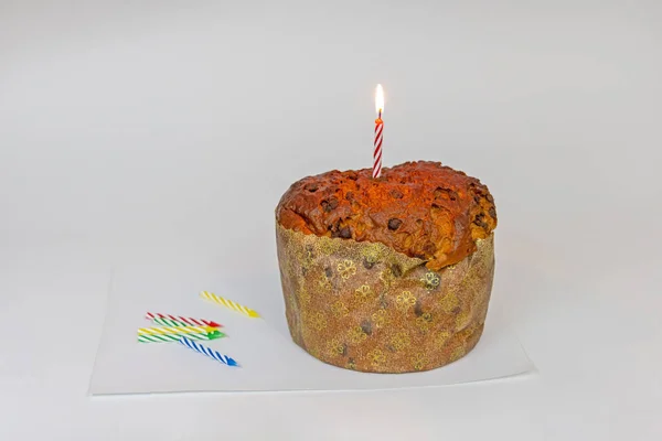 One Candle Lit First Birthday Cake — Stok fotoğraf