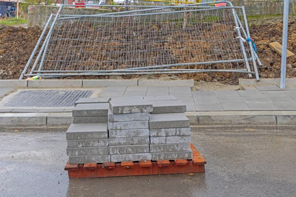 Pallet Pavement Concrete Tiles Construction Site — стоковое фото