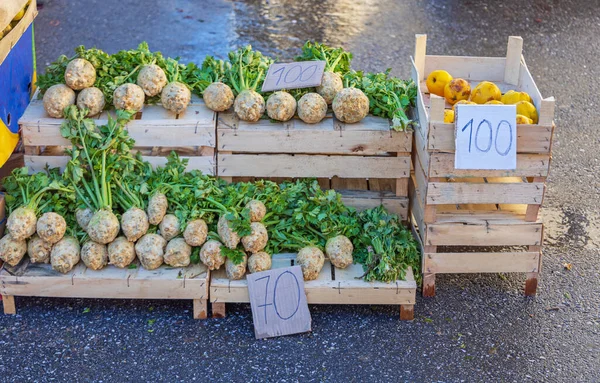 Raíz Apio Apio Verduras Mercado Agricultores — Foto de Stock