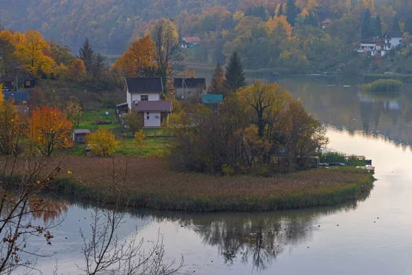 Meandro Del Río Morava Occidental Serbia Pan Paisaje Naturaleza — Foto de Stock