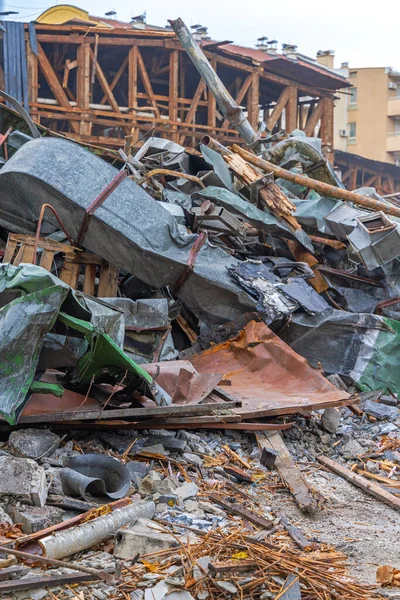 Big Pile Demolition Debris Construction Site — Stock Fotó