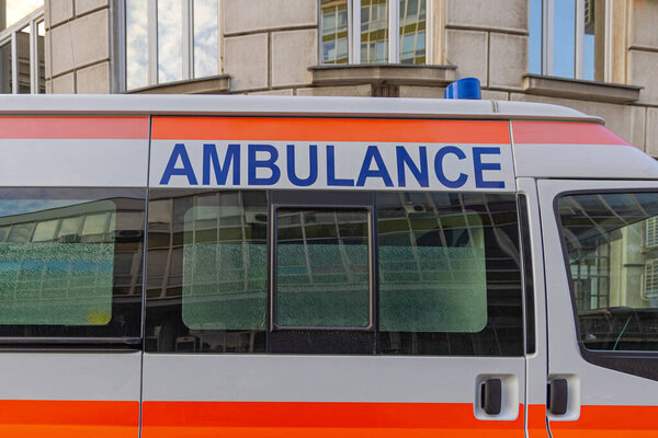 Ambulance Sign at Emergency Vehicle Van Side Door