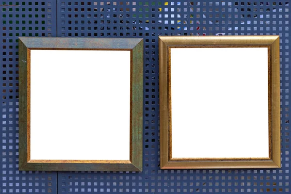 壁面空白复制空间中的两个木制画框 — 图库照片