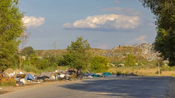 Road Garbage Dump Site City Waste Management — Stock Photo, Image