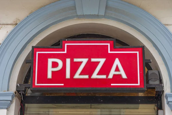 Fast Food Red Sign Pizza Arco Porta — Fotografia de Stock