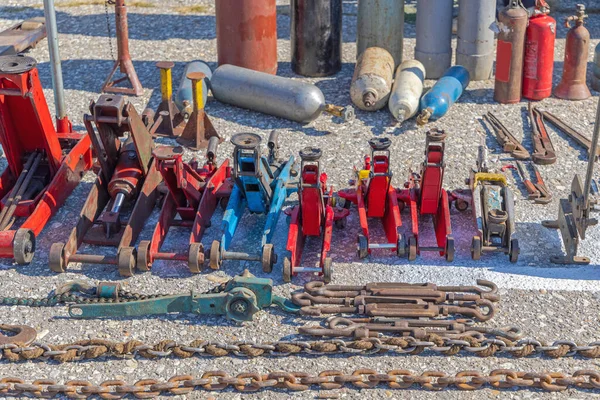 Trolley Jacks Equipamento Garagem Serviço Dispositivo Elevação — Fotografia de Stock