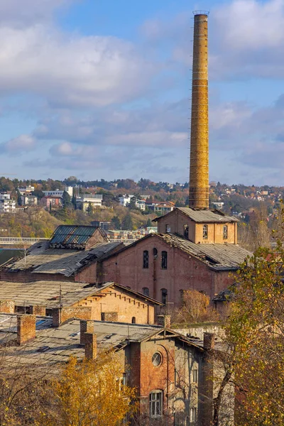 Big Chimney Abandoned Sugar Factory Complex Belgrade — Stock Photo, Image