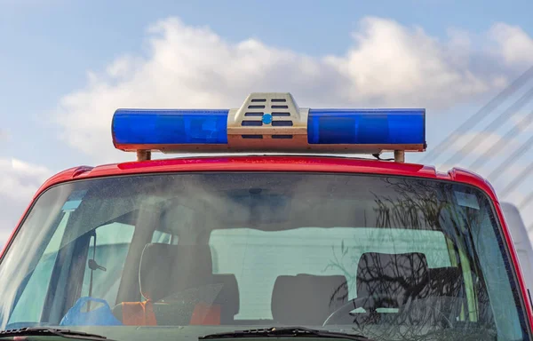 Blue Emergency Strobe Lights Bar Klaxon Horn Vehicle — Stock Photo, Image