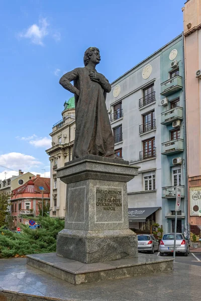 Belgrade Serbie Septembre 2021 Statue Rigas Feraios Écrivain Grec Filosopher — Photo
