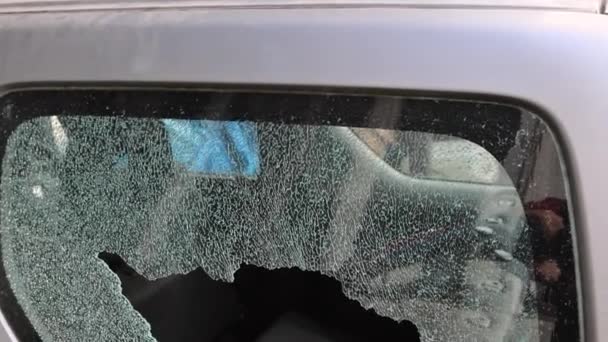 Auto Inbraak Gebroken Side Window Damage — Stockvideo