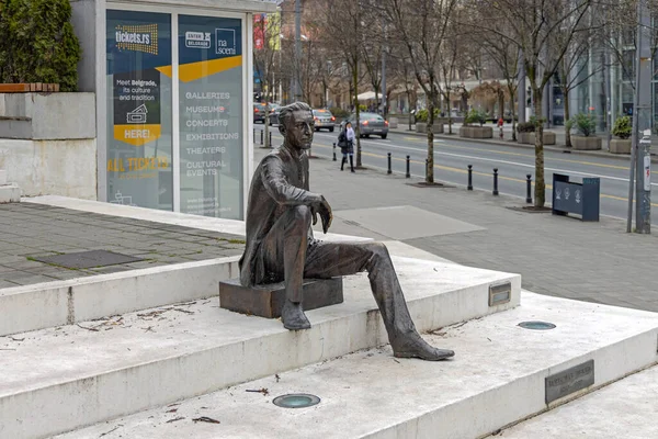 Belgrade Serbie Janvier 2022 Statue Bronze Célèbre Écrivain Borislav Pekic — Photo