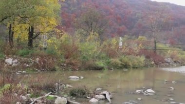 Sırbistan 'ın Kırsal Akımındaki Nehir Üzerindeki Köprü Yaya Askısı