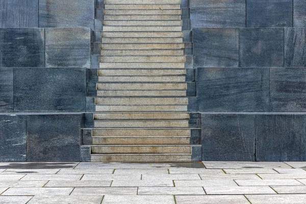 Fekete Gránitkő Lépcsők Külső Épület Bejárat — Stock Fotó