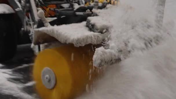 Belgrad Serbien Januari 2022 Power Brush Machine Vehicle Snow Removal — Stockvideo