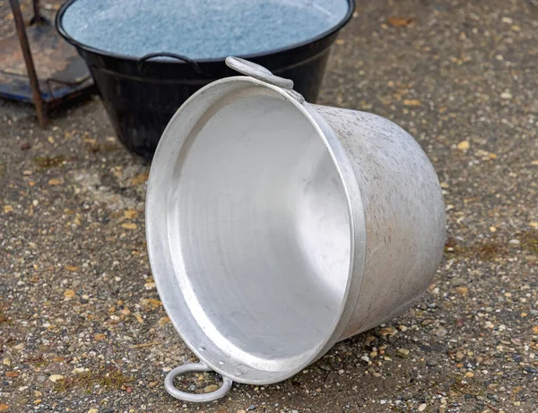 Grande Panela Caldeirão Cozinha Metal Alumínio Com Alças — Fotografia de Stock