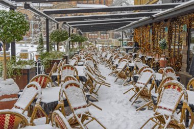 Kafe Restoranı Teras Karlı Kış Hava Durumu