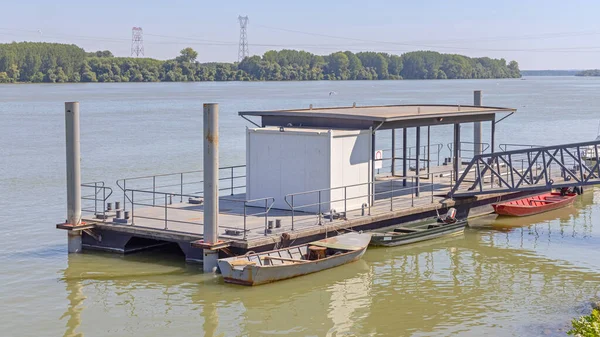Pontoon Boat Station Danube River Vinca Serbia — Stock Photo, Image