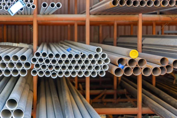 Big Rack Water Pipes Construction Material Warehouse — Stock Photo, Image