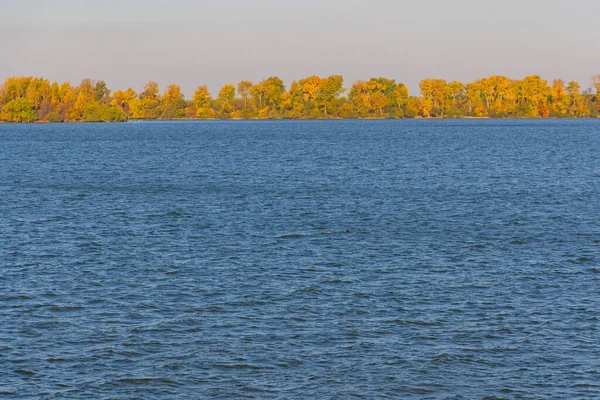 Blaue Wasser Donau Serbien Herbst Tag Landschaft — Stockfoto