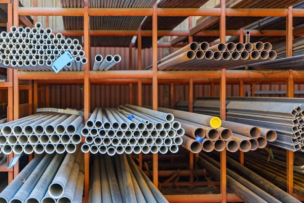 Large Shelf Water Pipes Construction Material Warehouse — Stock Photo, Image