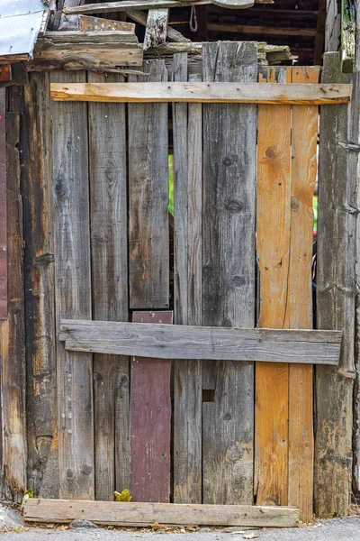 Old Shed Door Made Used Recycled Wood Material — Stock Photo, Image