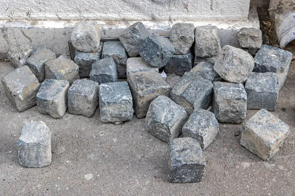 Bunch Old Cobblestones Street Pavement — Stock Photo, Image