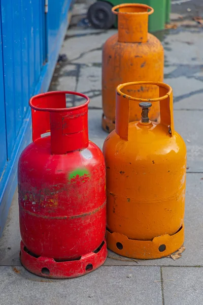 Butane Propane Gas Cylinders Big Bottles Fuel Energy — Stock Photo, Image