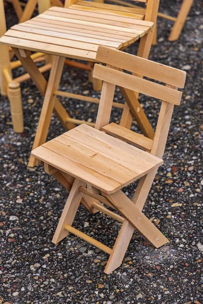 Malá Dřevěná Skládací Židle Nábytek Pro Děti — Stock fotografie
