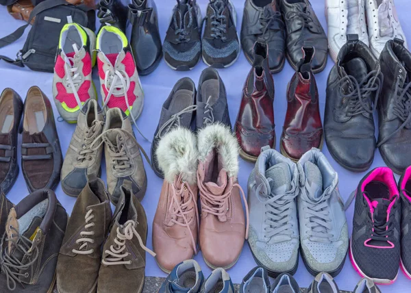 Second Hand Shoes Sale Flea Market — Stock Photo, Image