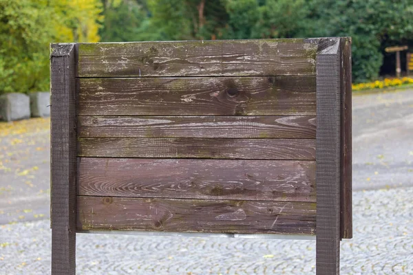 Empty Space Brown Wood Information Board Park — Stock Photo, Image